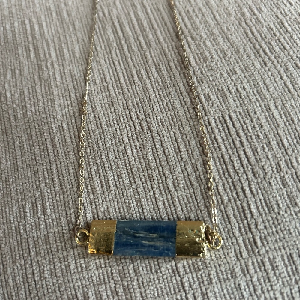 Elegant Gold and Blue Bar Necklace